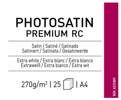Canson– Infinity Photosatin RC A4 Fotopapier ,270gsm ,25 Blatt extra weiß satin