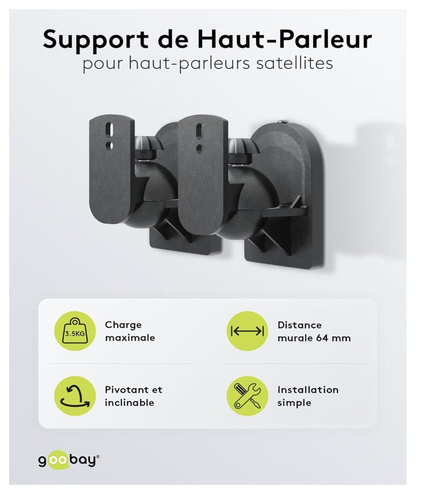 goobay 49393 Lautsprecher Halterung schwenkbar neigbar Wandhalter Heimkino