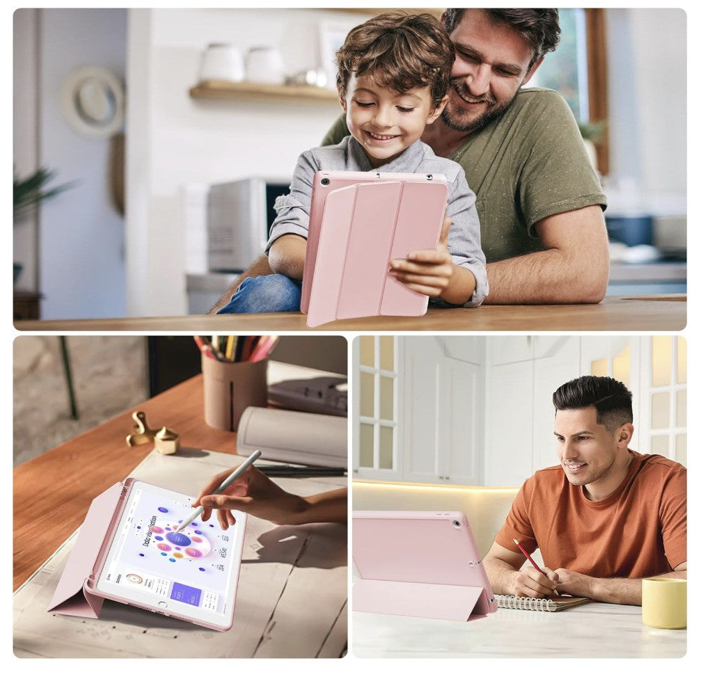 GKABXY – iPad 10.2 Hülle 9./8./7. Gen, TPU Rückseite, Ständer, Rosa, Sleep/Wake