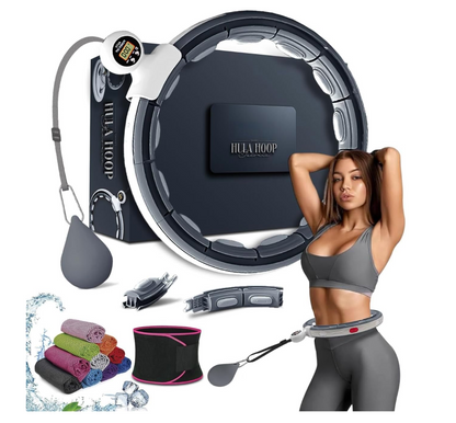 Smart Hula Hoop Fitnessring Gewicht Abnehmbar 360°Massage Ball Gymnastik Schwarz