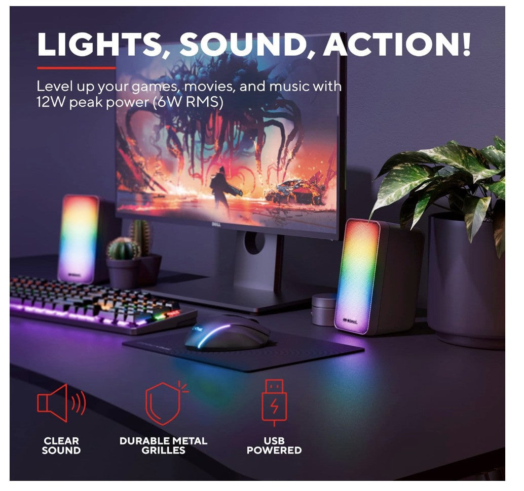 Trust – GXT 611 Wezz, PC Lautsprecher RGB, USB, 12W, 3,5mm, Volume Control