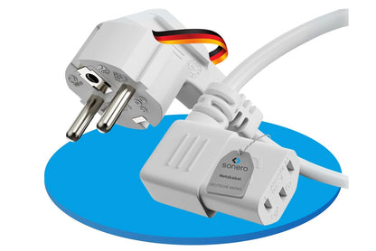 Sonerz – Euro-Cavo 3m Stromkabel weiß, Netzstecker auf IEC C13, Haushaltsgeräte