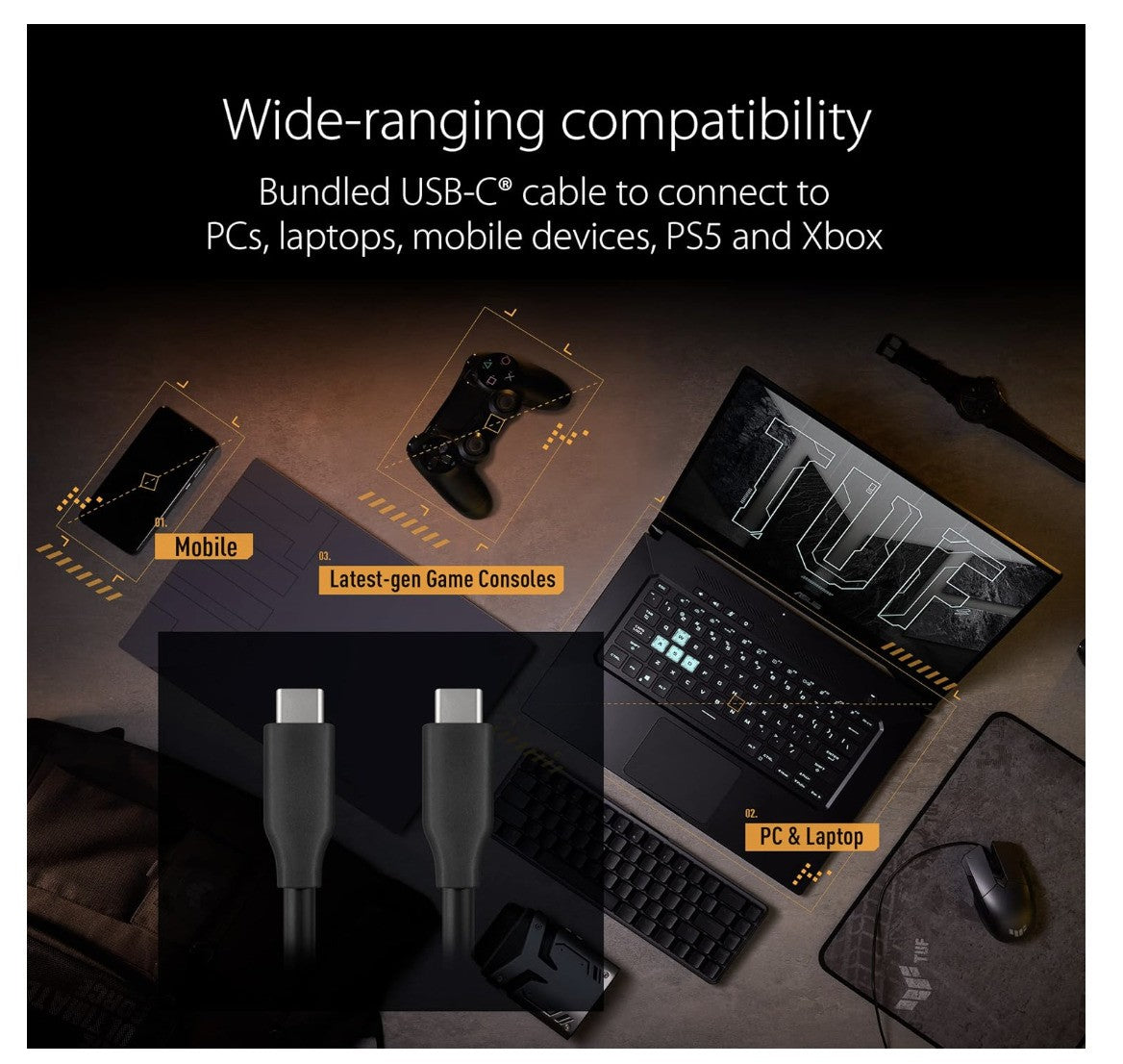 ASUS – TUF Gaming A1 SSD Gehäuse USB-C 3.2, M.2 NVMe SATA, IP68, stoßfest