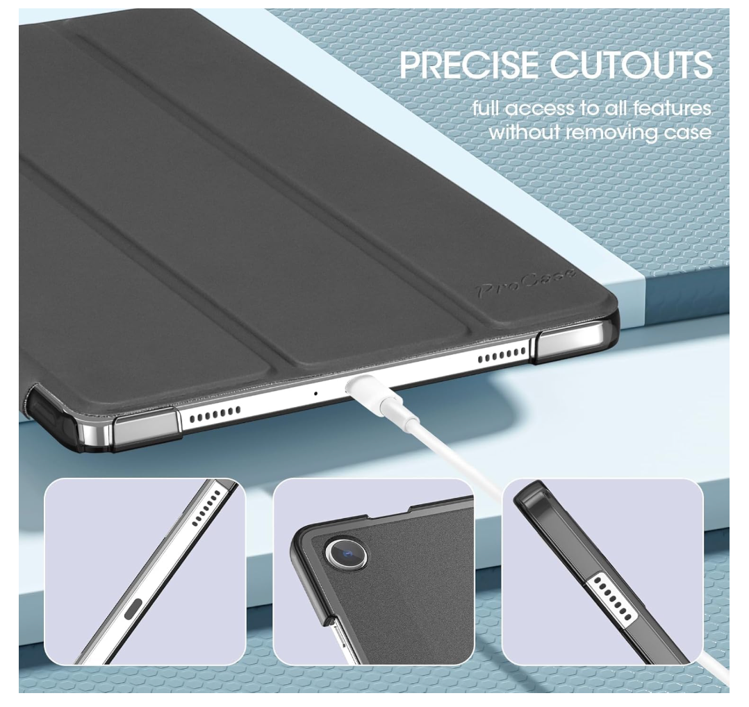 ProCase – Galaxy Tab A9+ 11 Zoll Hülle, dünn, schwarz, 2023 Smart Cover Case