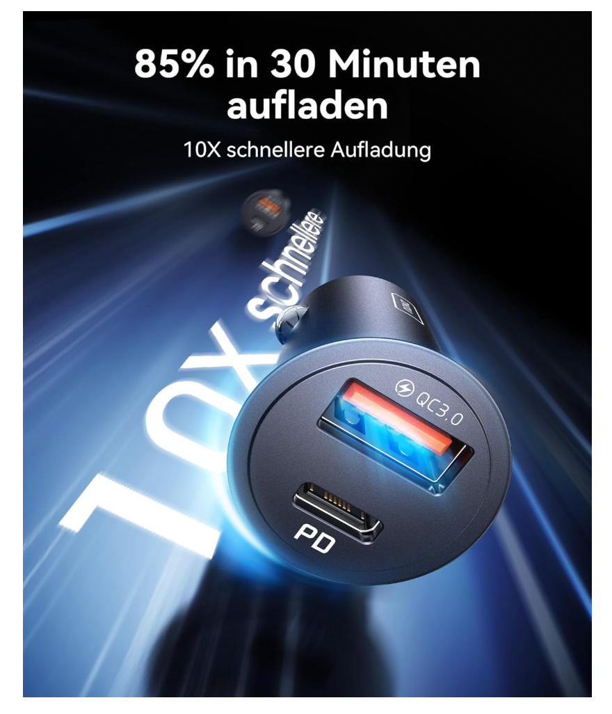 INIU – Cargador Coche 60W USB C PD & QC3.0 Schnellladegerät Auto iPhone Samsung