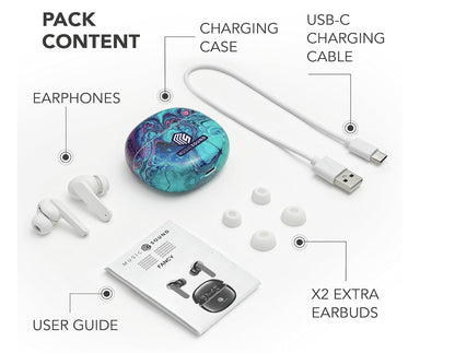 Music Sound – TWS in Ear Kopfhörer Bluetooth, kabellos, 25h Akku, "Fluido" Desig