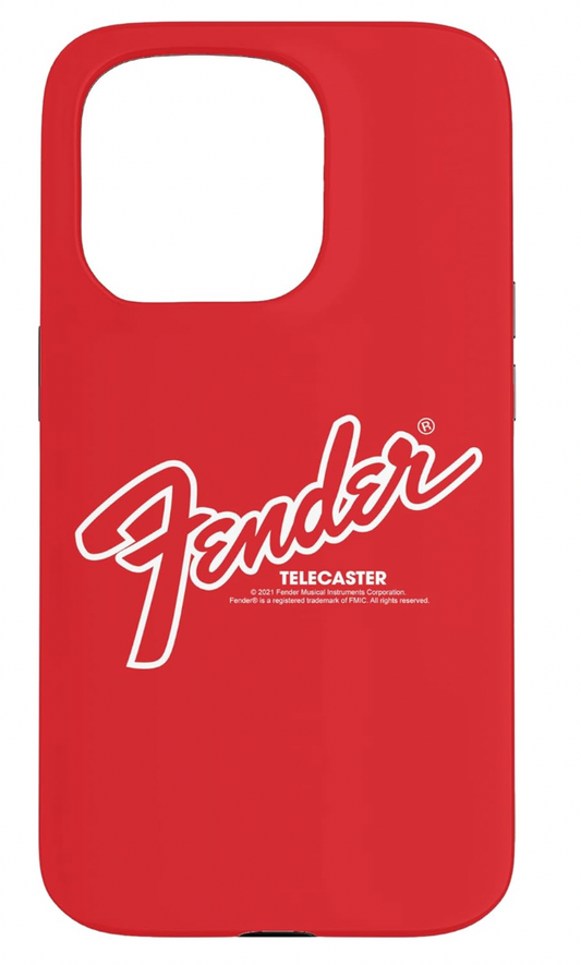 Fender – iPhone 15 Pro Hülle, Telecaster Design, Weiß, Logo, Stoßfest, Case