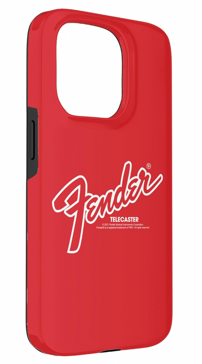 Fender – iPhone 15 Pro Hülle, Telecaster Design, Weiß, Logo, Stoßfest, Case