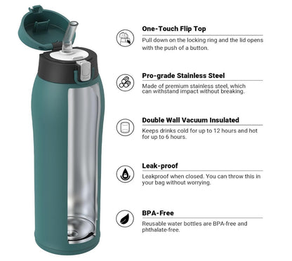 SuperSparrow Borraccia Termica 350ml Edelstahl Trinkflasche BPA Frei Dunkel Grün