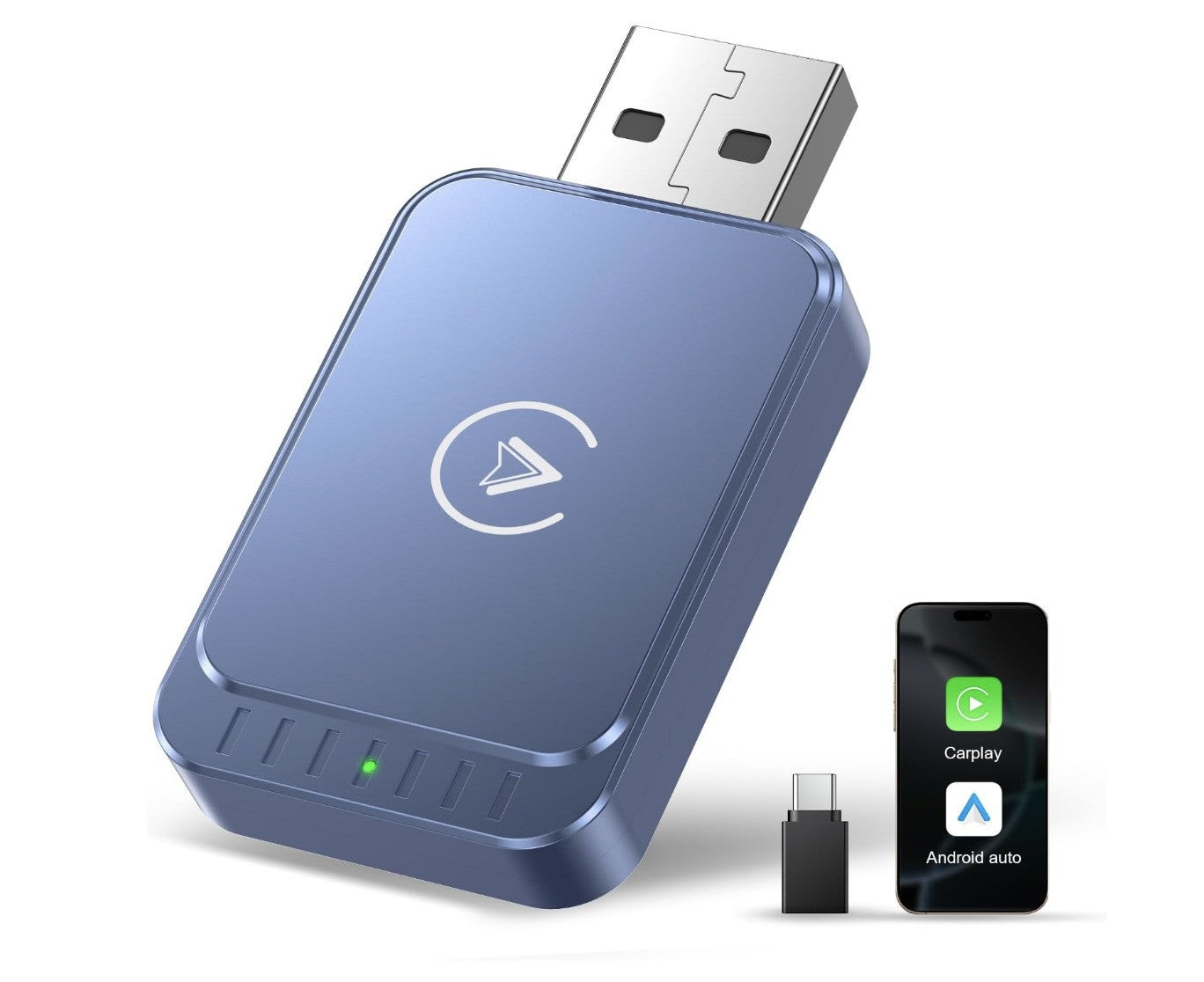 2-in-1 Wireless Adapter für Android Auto & CarPlay– Kabellos– Plug & Play– Blau