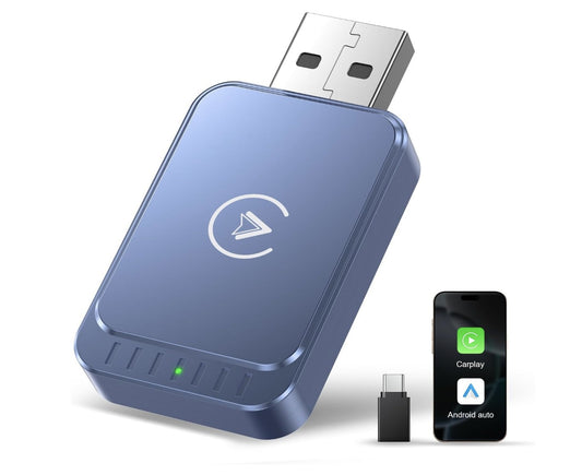 2-in-1 Wireless Adapter für Android Auto & CarPlay– Kabellos– Plug & Play– Blau