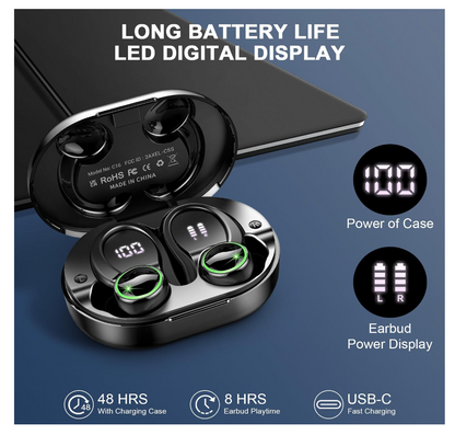 Bluetooth Kopfhörer In Ear Stereo HiFi Ohrhörer LED Display 4 Mics IP7 Wasserdic