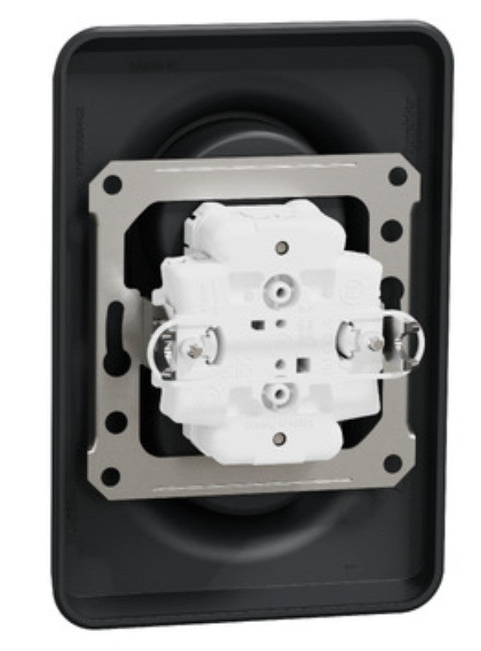 Schneider Electric – Unica Doppelsteckdose FR 2P+T Anthrazit Schraubbefestigung