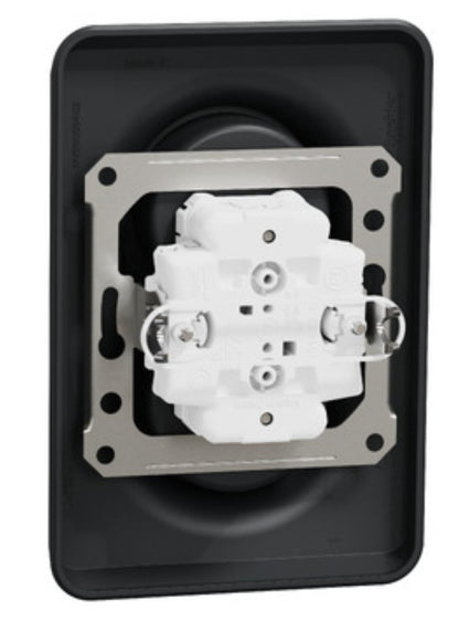 Schneider Electric – Unica Doppelsteckdose FR 2P+T Anthrazit Schraubbefestigung