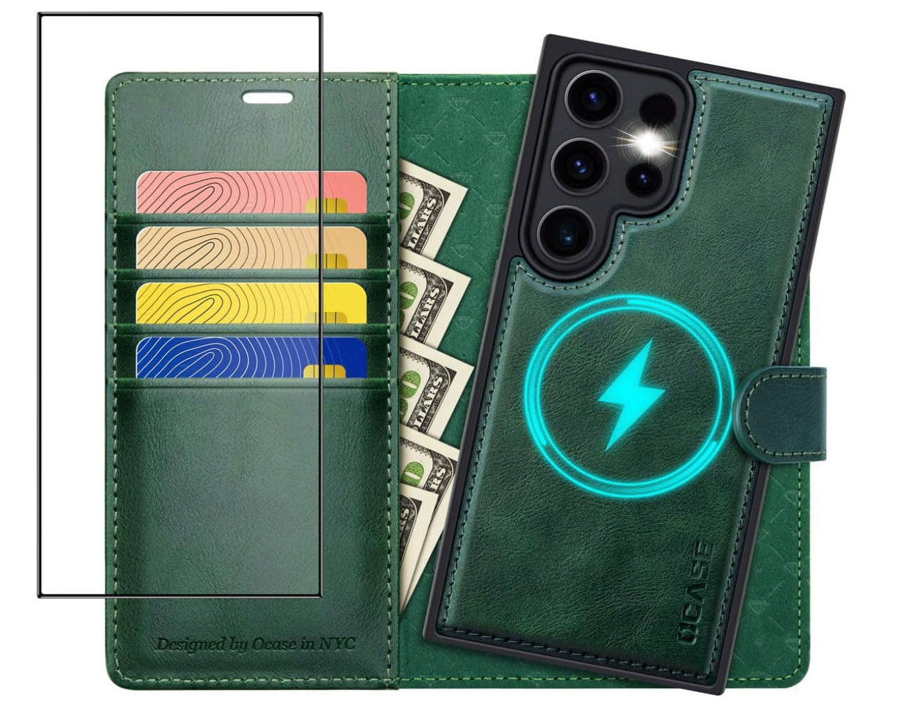 OCASE – Galaxy S24 Ultra Hülle 2in1 Leder, RFID, Magnet, Kartenfach, 6.8 Zoll