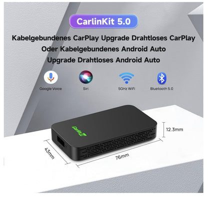 Carlinkit – 5.0 Wireless Adapter, CarPlay Android Auto, kabellos, 2-in-1 Modul