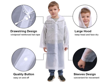 Vicloon – Regenmantel Kinder, 4er Pack Poncho Mädchen, wasserdicht, EVA, klar