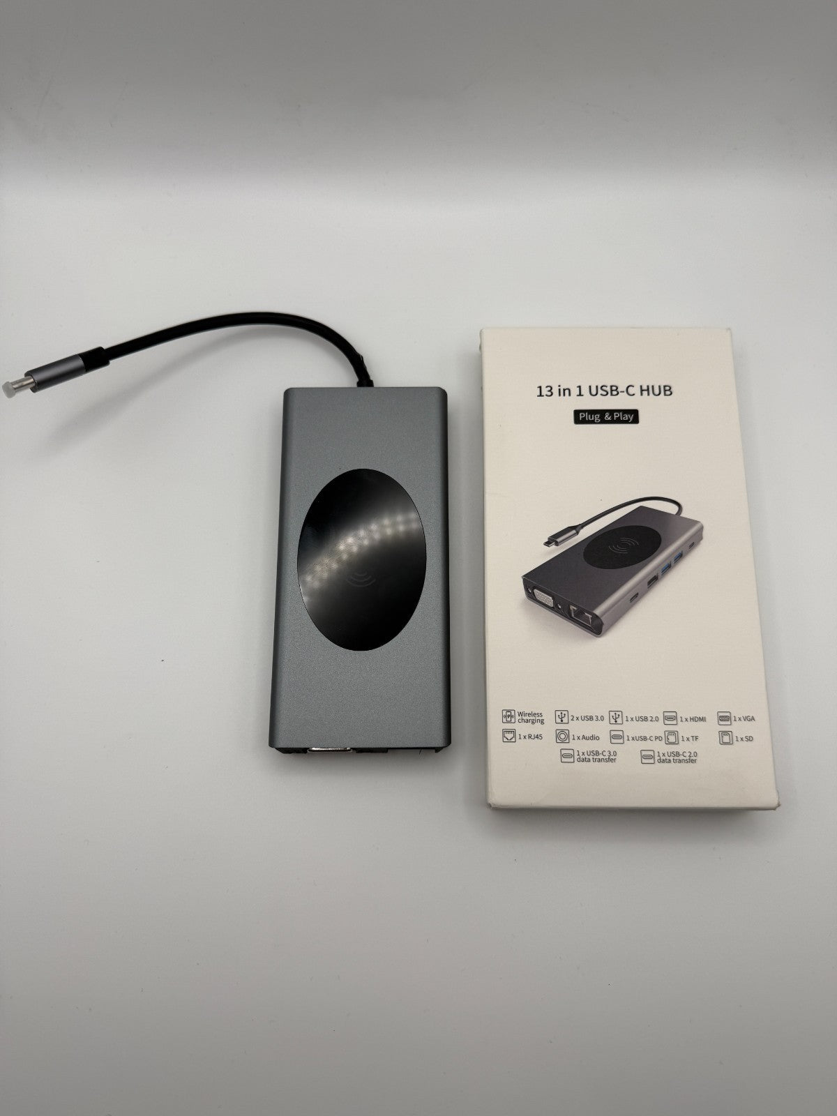 HUB Dongle 13in1 Docking Station USB C HDMI RJ45 PD100W SD VGA AUX MacBook