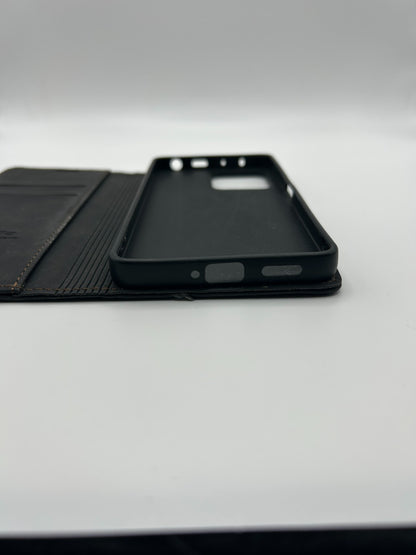 owlhold – Redmi Note 12 Pro 5G Hülle Flip Case Leder, Kartenfach, Ständer, Schwa