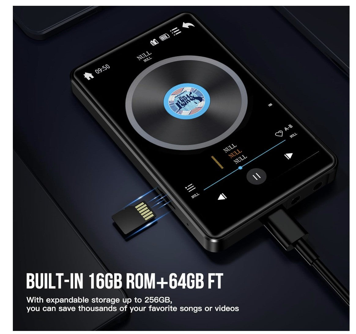 LIUWID – MP3 Player 80GB, 4 Zoll Touch, FM Radio, E-Book, Rekorder, Uhr – Schwar