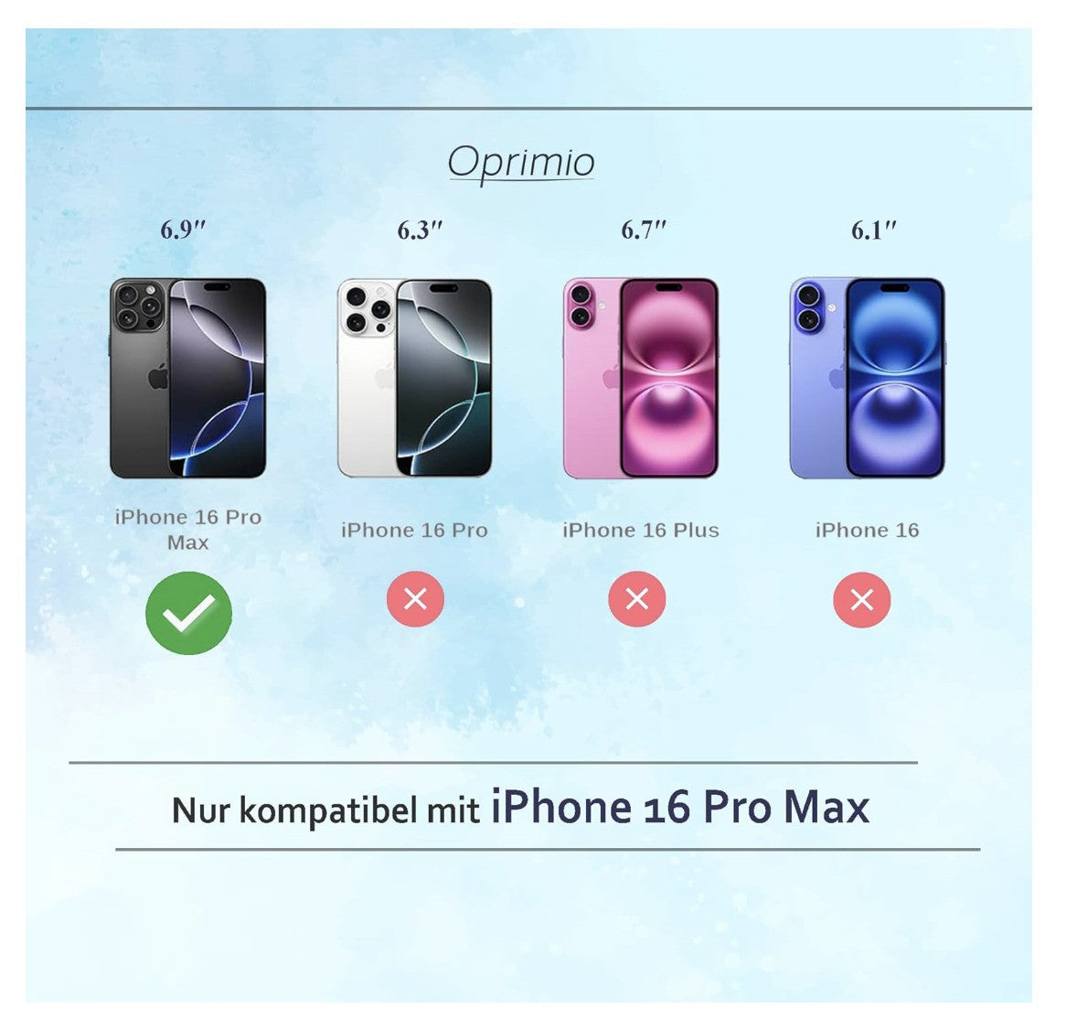 Oprimio – iPhone 16 Pro Max Hülle, klar, dünn, Softcase, Silikon, durchsichtig