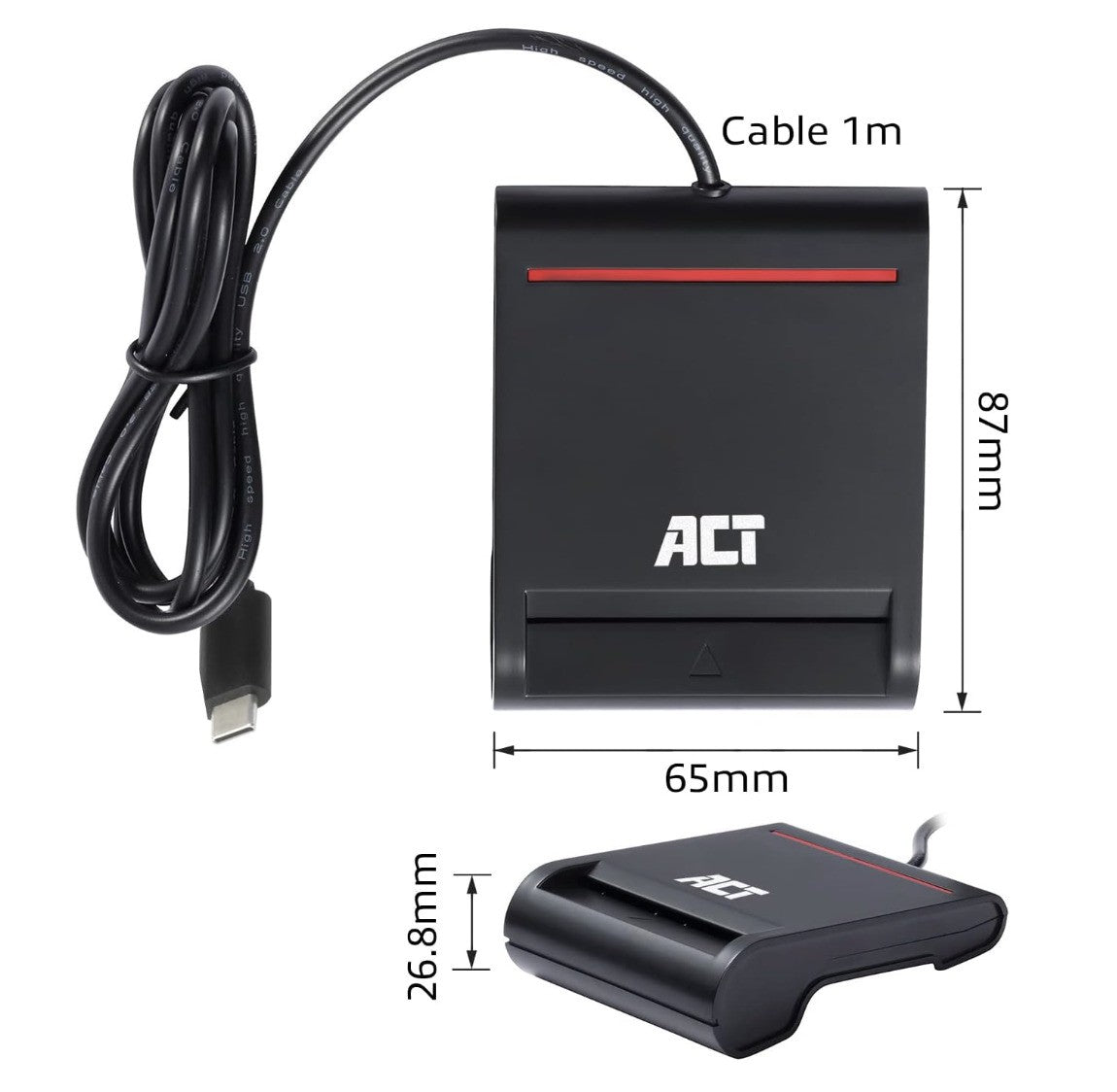 ACT – AC6020 USB C eID Kartenleser Belgien, Smartcard Reader, LED, Kompakt