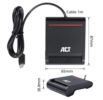 ACT – AC6020 USB C eID Kartenleser Belgien, Smartcard Reader, LED, Kompakt