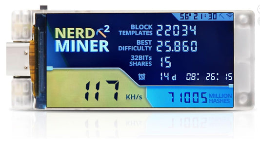 APKLVSR NerdMiner V2 Pro Bitcoin Miner ESP32-S3 WiFi BLE TFT 1.9" Typ-C