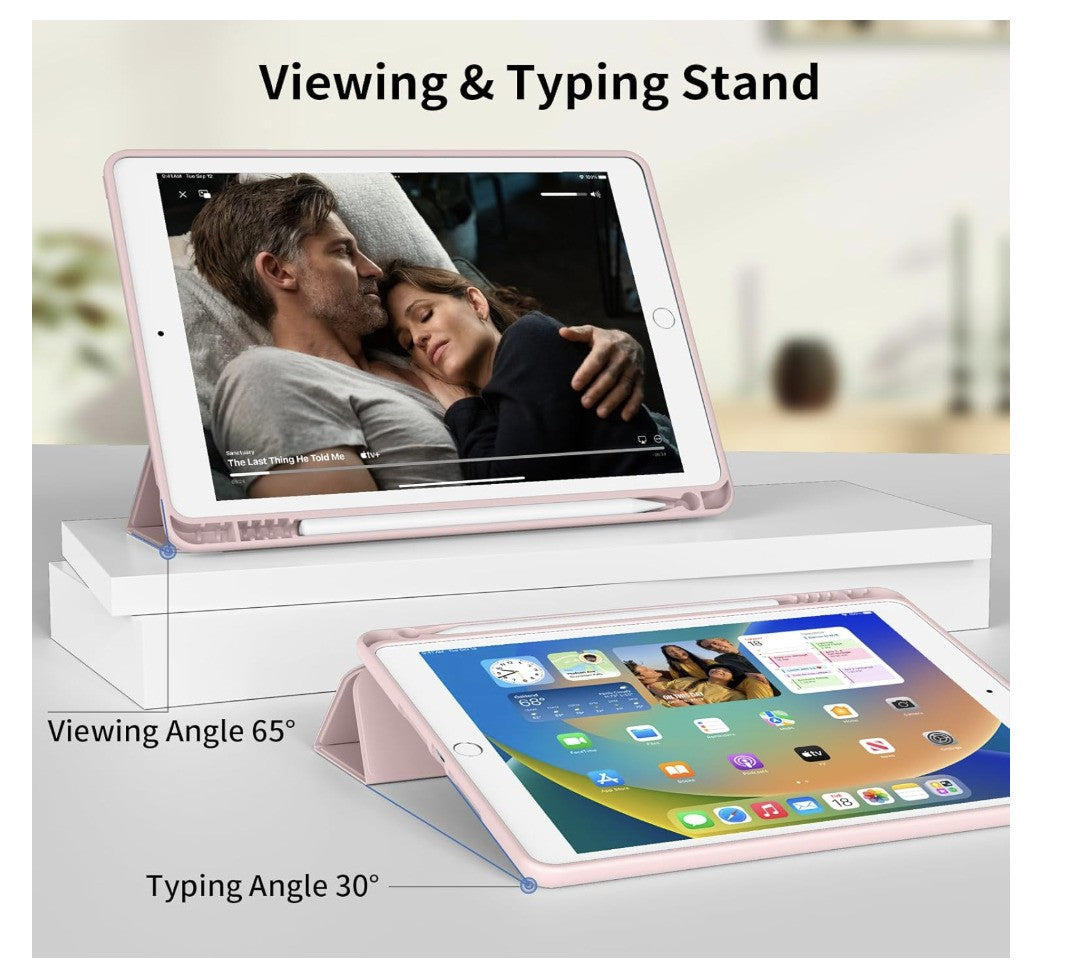 GKABXY – iPad 10.2 Hülle 9./8./7. Gen, TPU Rückseite, Ständer, Rosa, Sleep/Wake