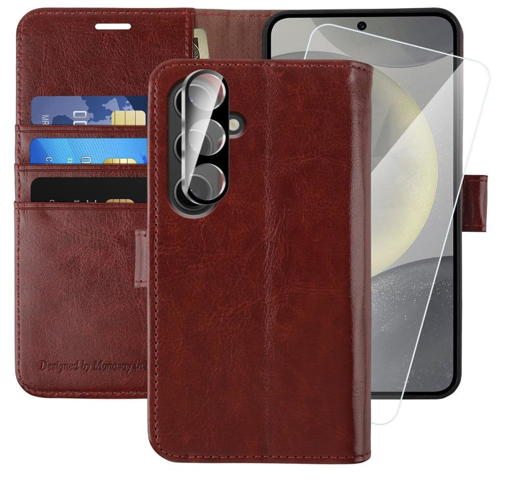 MONASAY– Galaxy S24 Hülle Leder, Flip Case, Kartenfach, Magnet*OHNE SCHUTZFOLIE*