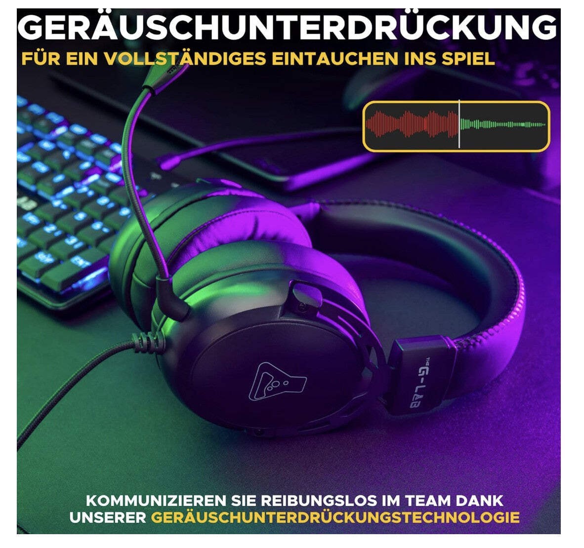 The G-Lab – Korp Titanium, Gaming Headset, PS5/PC/Xbox, 3.5mm, abnehmbares Mikro