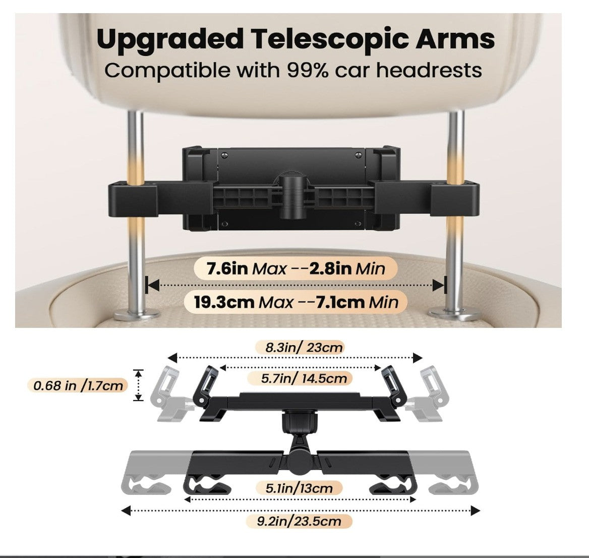 NEUTYPECHIC – Tablet Halterung Auto, 360° drehbar, iPad KFZ Halter 4–12,9 Zoll