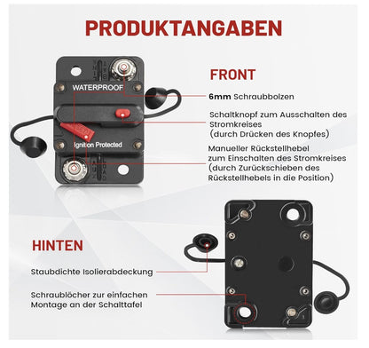 RED WOLF 40A Schutzschalter Sicherungshalter Auto Boot LKW KFZ Reset Leistung