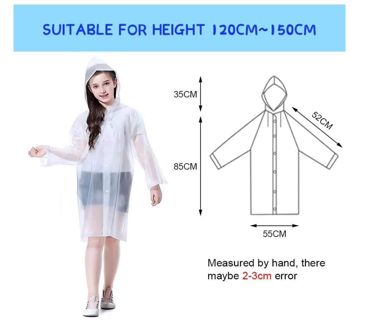 Vicloon – Regenmantel Kinder, 4er Pack Poncho Mädchen, wasserdicht, EVA, klar