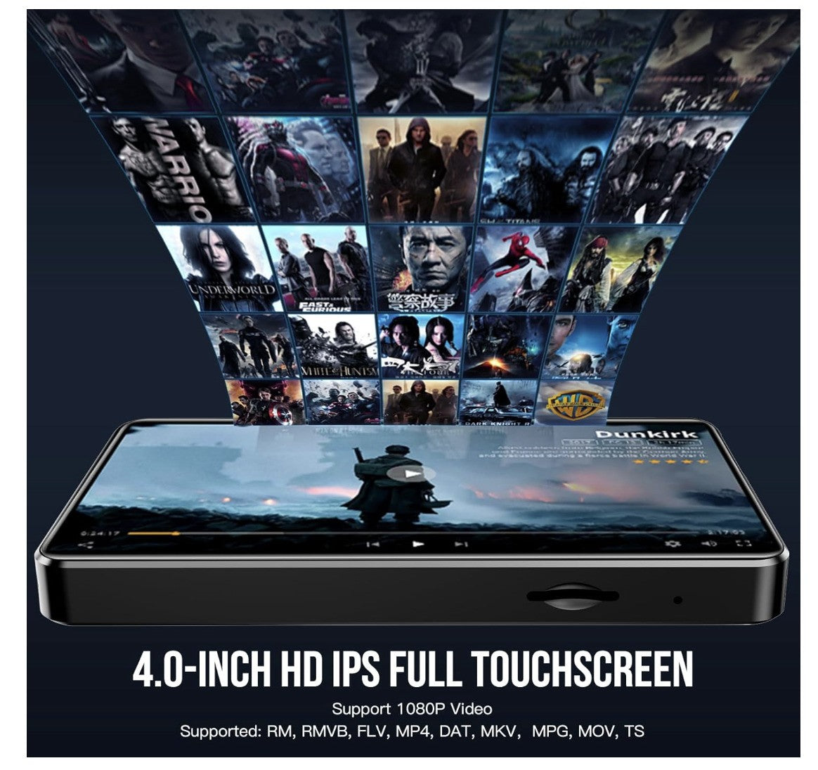 LIUWID – MP3 Player 80GB, 4 Zoll Touch, FM Radio, E-Book, Rekorder, Uhr – Schwar