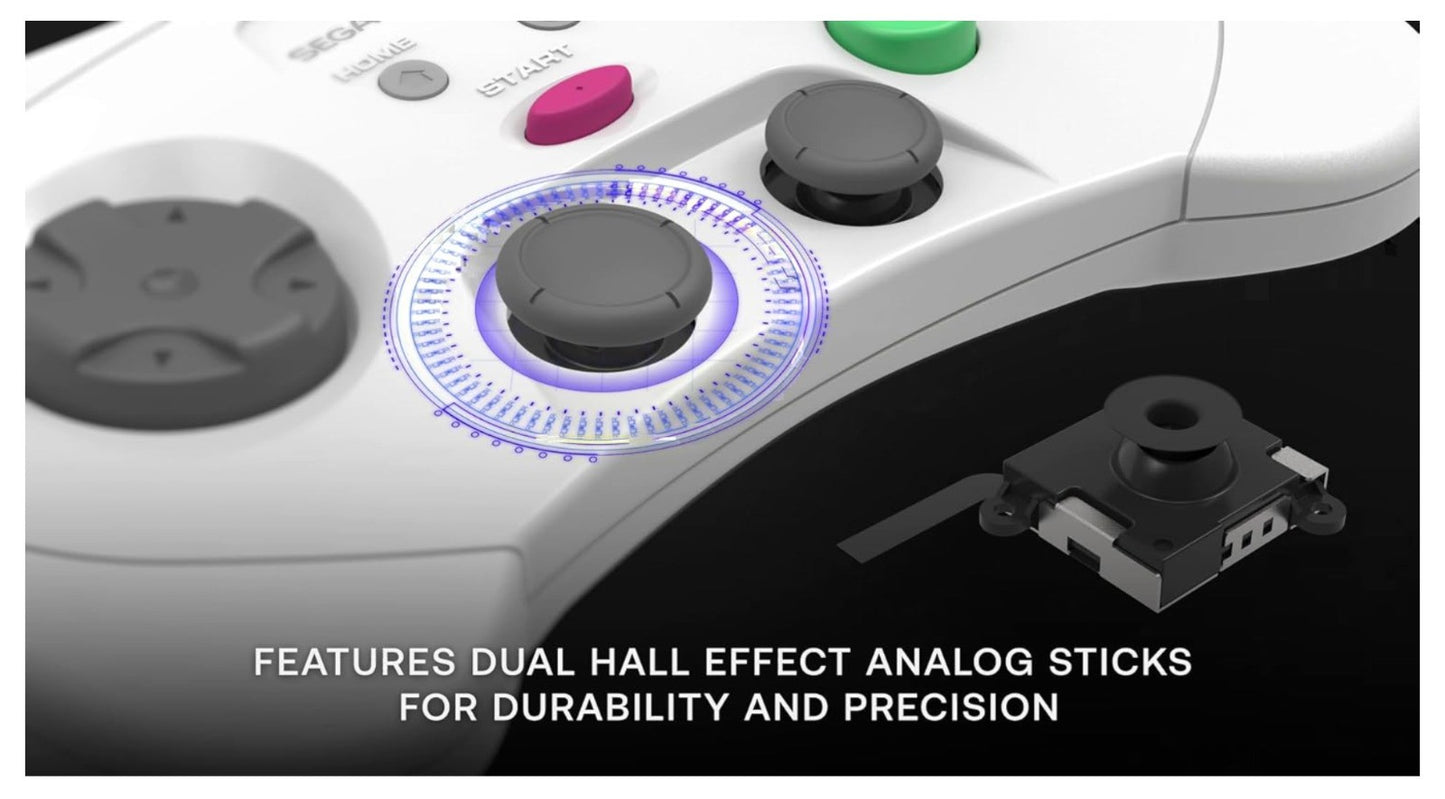 Retro-Bit – SEGA Saturn Pro Controller, kabellos, Switch kompatibel, Weiß