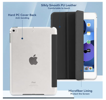 4UBonLife – iPad Mini 1 2 3 Hülle Schwarz, 7,9" Case mit Ständer, Hart & Matt