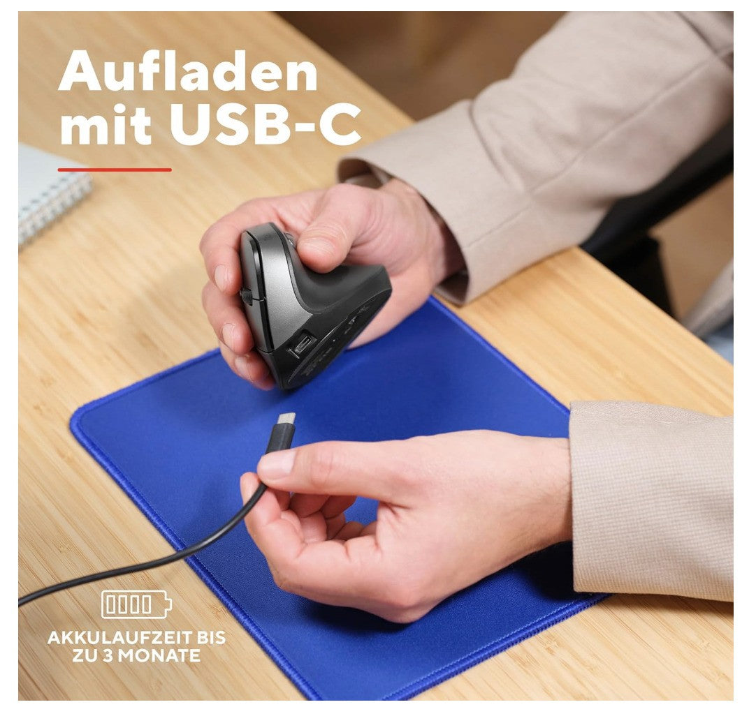 Trust – Yuno Maus Vertikal Kabellos, Ergonomisch DPI 800–2400 *SCROLLRAD DEFEKT