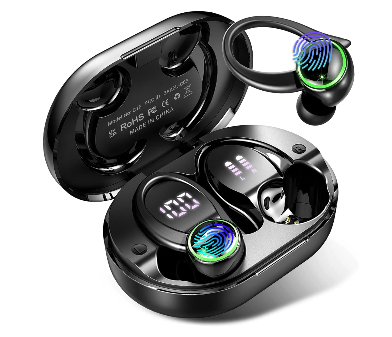 Bluetooth Kopfhörer In Ear Stereo HiFi Ohrhörer LED Display 4 Mics IP7 Wasserdic