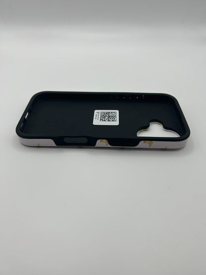 Hülle iPhone 16 Gold Dackel Hülle Rosa Schleife Wiener Hund Wurst Doxie Case