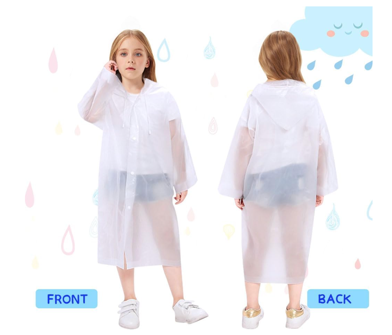 Vicloon – Regenmantel Kinder, 4er Pack Poncho Mädchen, wasserdicht, EVA, klar