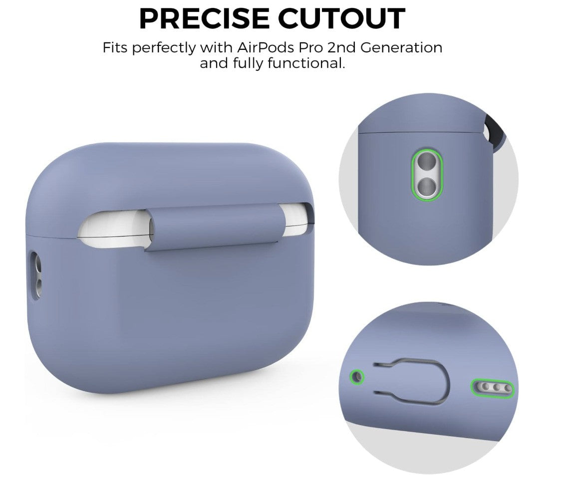 AHASTYLE – Hülle AirPods Pro 2, Silikon Case, LED sichtbar, Apple 2022, Lavendel