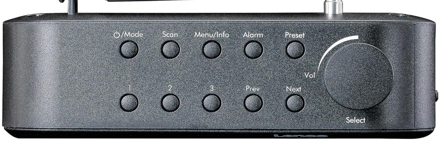 Lenco PDR-026 DAB plus Radio Bluetooth FM Speicher Display tragbar Akku grau