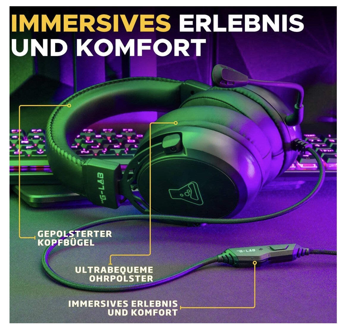 The G-Lab – Korp Titanium, Gaming Headset, PS5/PC/Xbox, 3.5mm, abnehmbares Mikro