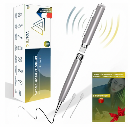 VOLTEK – Stylo Vocal 2025, 64GB USB 3.0 Type-C Mini Diktiergerät, Voice Recorder