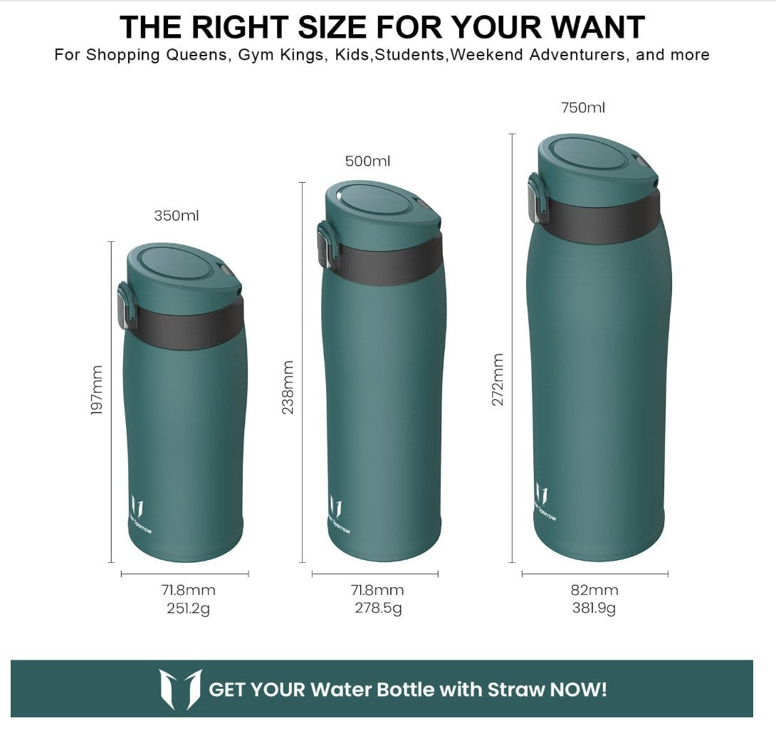 SuperSparrow Borraccia Termica 350ml Edelstahl Trinkflasche BPA Frei Dunkel Grün