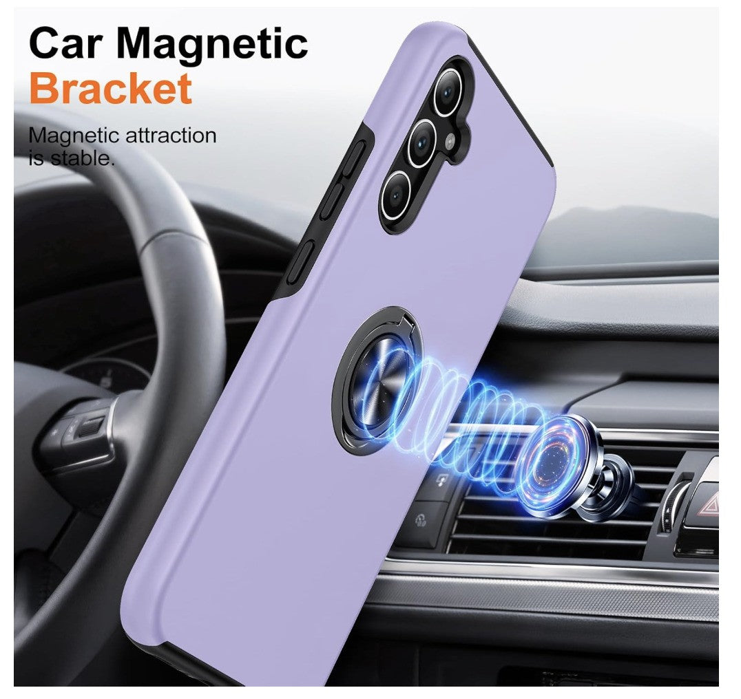 KOVASIA – Galaxy A34 5G Hülle mit Ringhalter, 2x Panzerfolie, Stoßschutz, lila