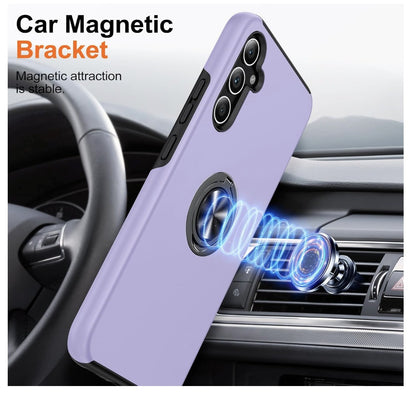 KOVASIA – Galaxy A34 5G Hülle mit Ringhalter, 2x Panzerfolie, Stoßschutz, lila