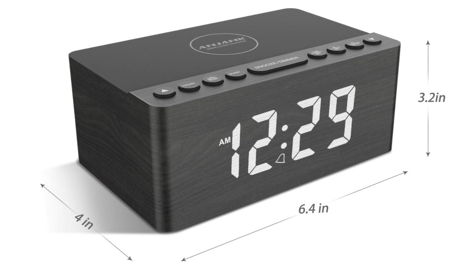 ANJANK – Radiowecker Digital mit Qi-Ladepad USB Charger dimmbar für iPhone