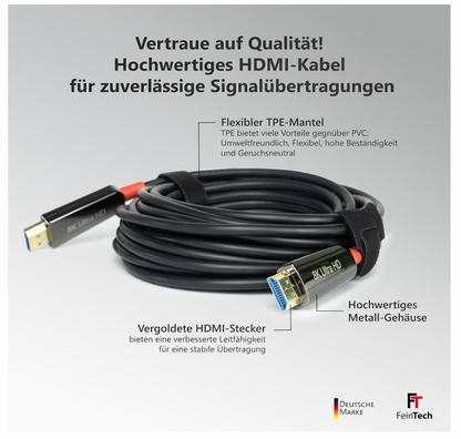 FeinTech – VMI90150 HDMI 2.1 Glasfaserkabel 15m 8K 48Gbps PS5 Xbox Dolby